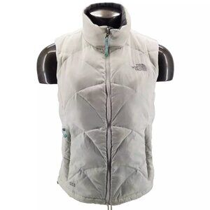 Women's The North Face TNF White Nuptse 550 Down White Puffer Vest Jacket Sz M